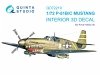 Quinta Studio QD72219 P-51B/P-51C Mustang 3D-Printed & coloured Interior on decal paper (Arma Hobby) 1/72